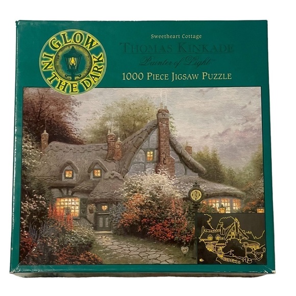 Ceaco Thomas Kinkade 1000 PC Puzzle Sweetheart Cottage Glow in the Dark SEALED - Picture 1 of 10